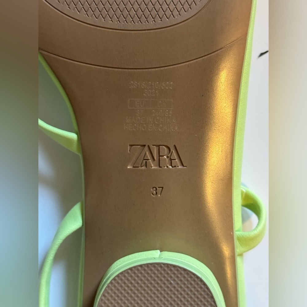 Zara neon green sandals size 37 nwt - Picture 7 of 9